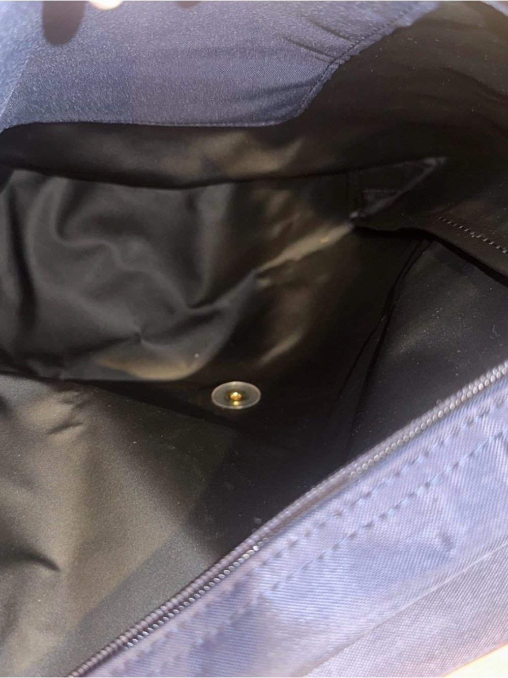 Longchamp Navy Blue Nylon Backpack with Brown Leather Trim - Picture 6 of 8